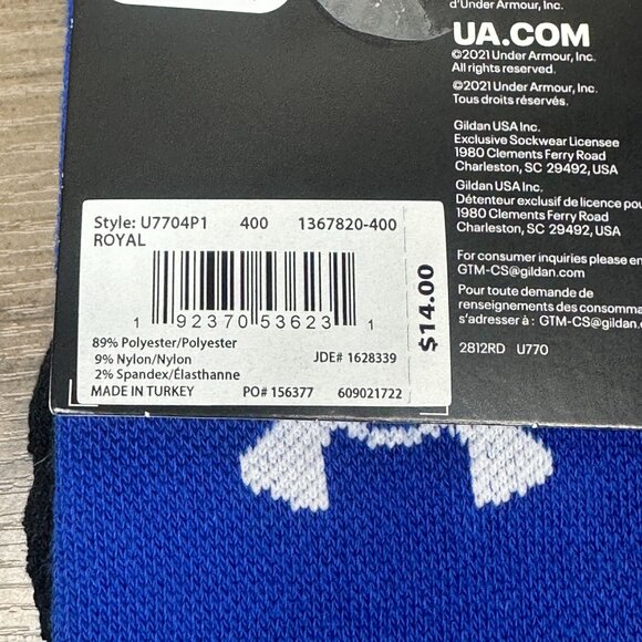 NWT UnderArmour UA Team Unisex Cushioned Crew Socks Size S/M (Royal Blue) - Picture 10 of 12